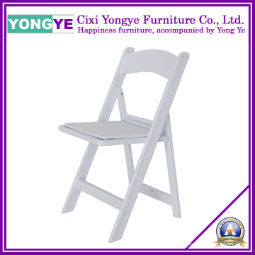 White Resin Commercial Grade Folding Chair with Padded Seat